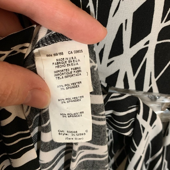 Karen Kade (size L) Black and White Cascade Faux Wrap Dress - Picture 11 of 11